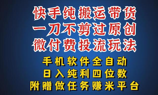 最新黑科技快手搬运带货方法,手机就能操作,轻松带你日入四位数【揭秘】-三零资源