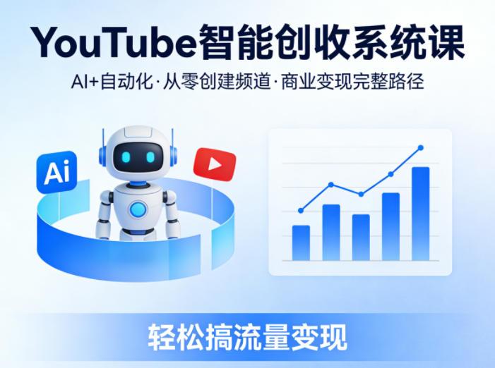 YouTube智能创收系统课,AI+自动化,从零创建YouTube频道并实现商业变现的完整路径,轻松搞流量变现-三零资源