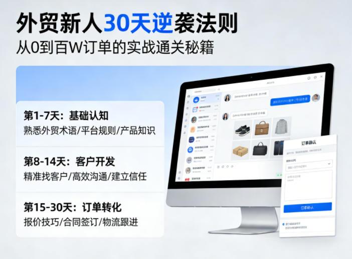 外贸新人30天逆袭法则,教你从0到百W订单的实战通关秘籍-三零资源