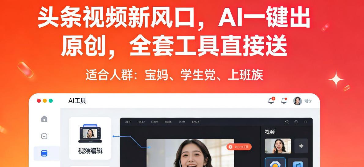 头条视频新风口,AI一键出原创,全套工具直接送,人人可做,有手就行【揭秘】