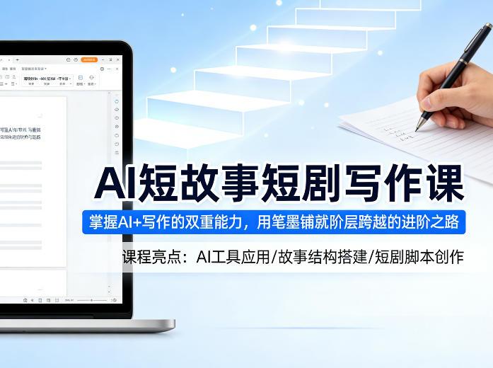 AI短故事短剧写作课,掌握AI+写作的双重能力,用笔墨铺就阶层跨越的进阶之路-三零资源
