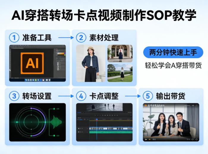 AI穿搭转场卡点视频制作SOP教学，两分钟快速上手，轻松学会AI穿搭带货-三零资源