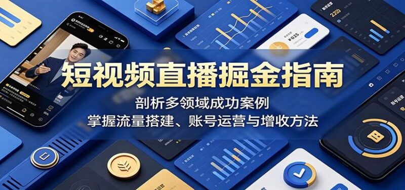 短视频直播掘金指南:剖析多领域成功案例,掌握流量搭建、账号运营与增收方法-三零资源