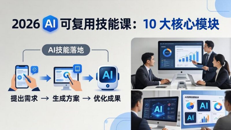 2026AI可复用技能-4月新课:10大核心模块,手把手教你把AI用进工作、产出成果-三零资源