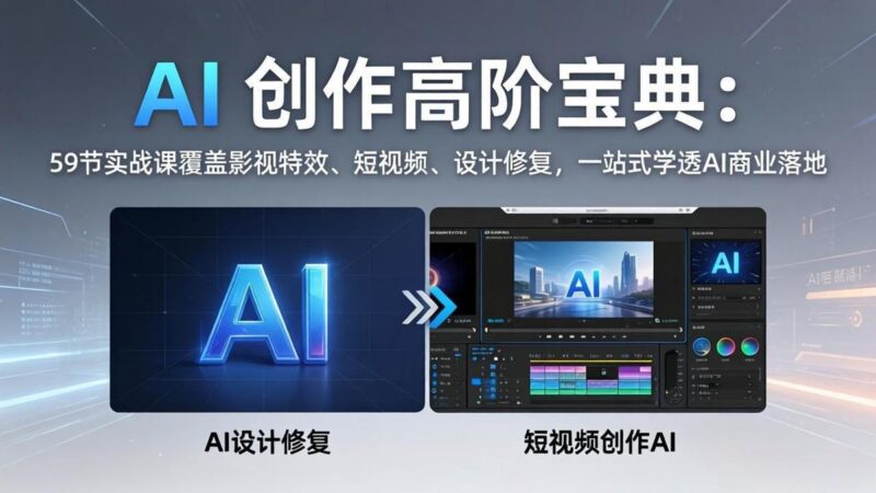 AI 创作高阶宝典:59节实战课覆盖影视特效、短视频、设计修复,一站式学透AI商业落地-三零资源