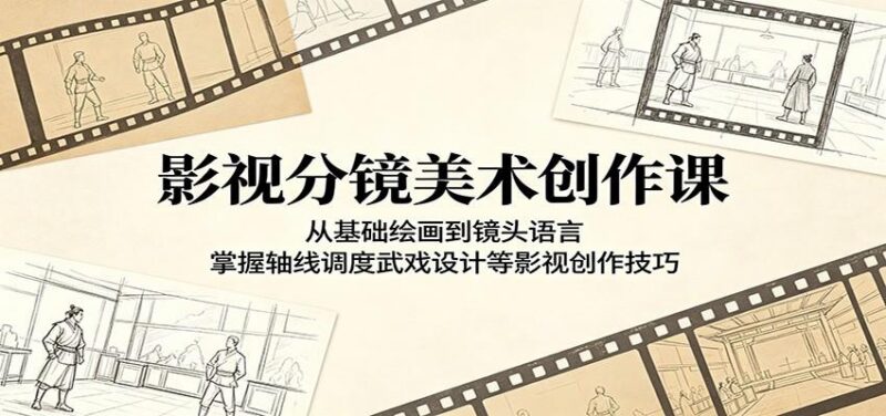 影视分镜美术创作课:从基础绘画到镜头语言,掌握轴线调度武戏设计等影视创作技巧-三零资源