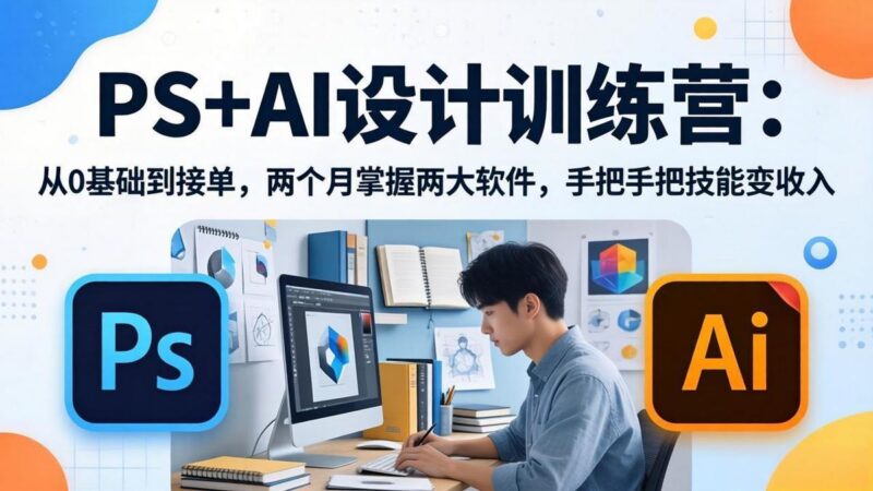 PS+AI设计训练营:从0基础到接单,两个月掌握两大软件,手把手把技能变收入-三零资源