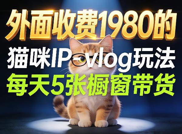 宠物赛道猫咪IP-vlog玩法,26条视频涨粉29W,每天5张橱窗带货拆解-三零资源
