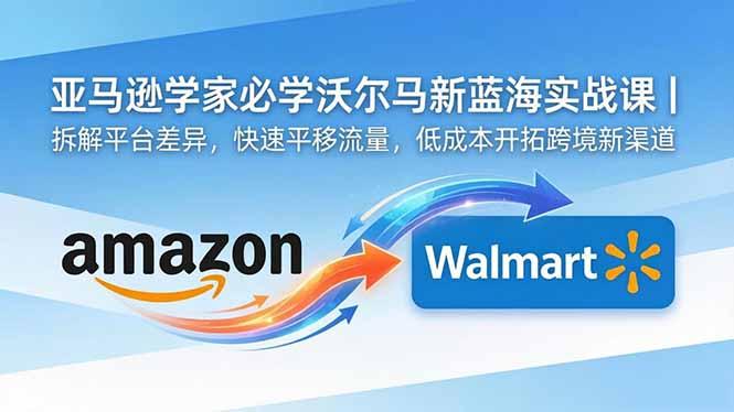 亚马逊卖家必学沃尔玛新蓝海实战课｜拆解平台差异，快速平移流量，低成本开拓跨境新渠道-三零资源