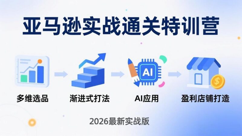 亚马逊实战通关特训营:26年4月更新,多维选品+渐进式打法+AI应用,从0到1打造盈利店铺-三零资源