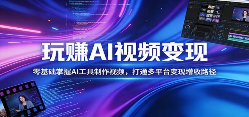 玩赚AI视频变现,零基础掌握AI具制作视频,打通多平台变现增收路径-三零资源
