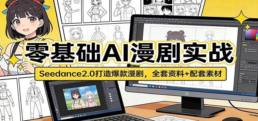 零基础AI漫剧实战:Seedance2.0打造爆款漫剧,全套资料+配套素材