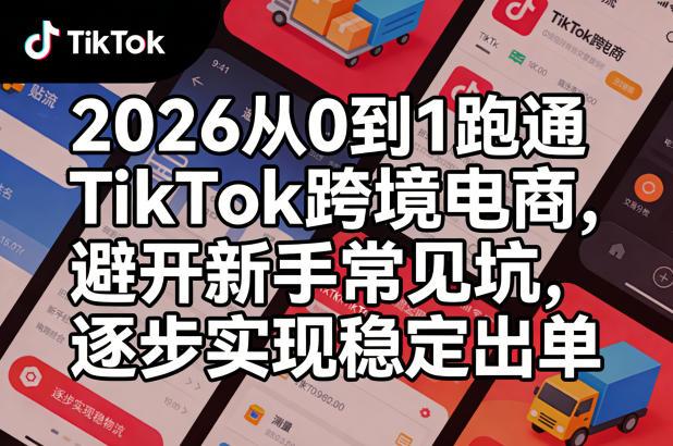 2026从0到1跑通TikTok跨境电商,避开新手常见坑,逐步实现稳定出单-三零资源
