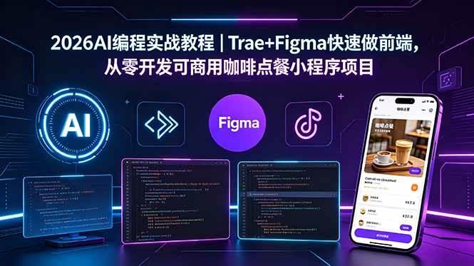 2026AI编程实战教程|Trae+Figma快速做前端,从零开发可商用咖啡点餐小程序项目-三零资源