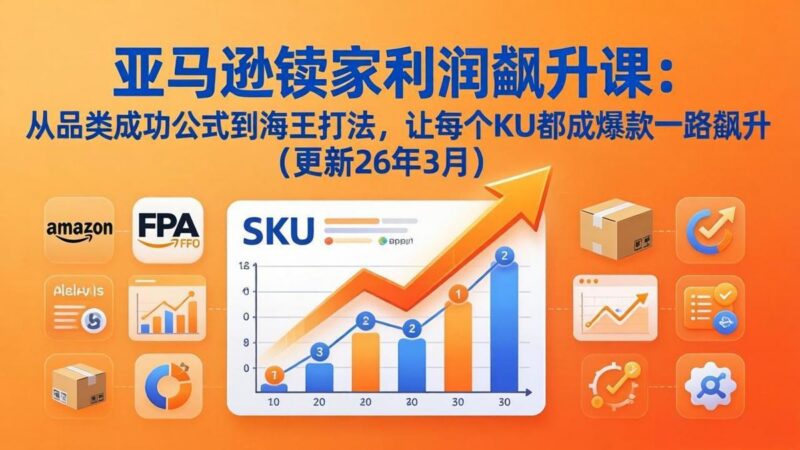 亚马逊卖家利润飙升课：从品类成功公式到海王打法，让每个SKU都成爆款一路飙升(更新26年3月-三零资源