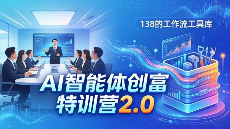 AI智能体创富训练营2.0:3天闭门直播+视频课+工具库,从0到1搭建智能体附138个工作流
