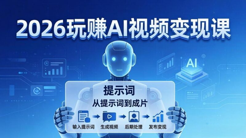 2026玩赚AI视频变现课:掌握 AI 视频全流程技能,从提示词到成片高效产出-三零资源