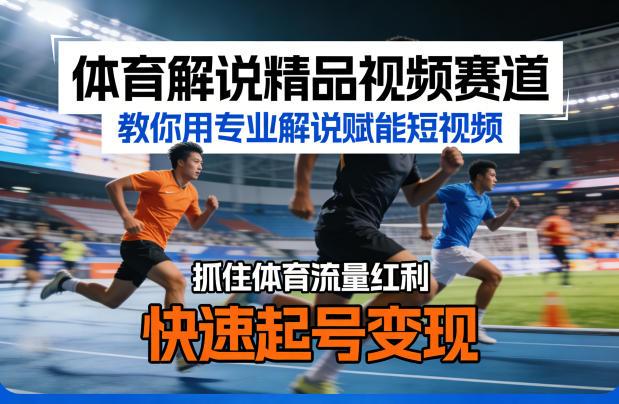 体育解说精品视频赛道,教你用专业解说赋能短视频,抓住体育流量红利,快速起号变现-三零资源