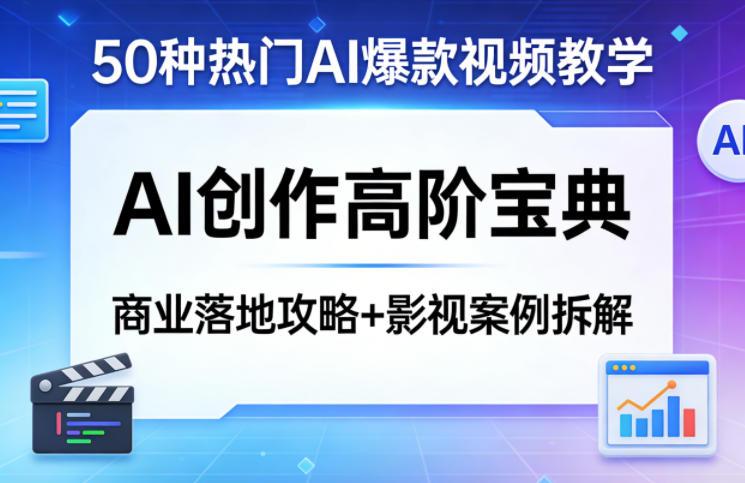 50种热门AI爆款视频教学,AI创作高阶宝典,商业落地攻略+影视案例拆解-三零资源