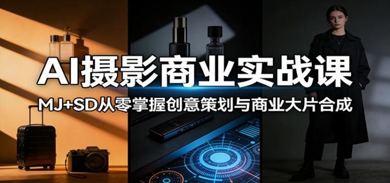 AI摄影商业实战课:MJ+SD从零掌握创意策划与商业大片合成-三零资源