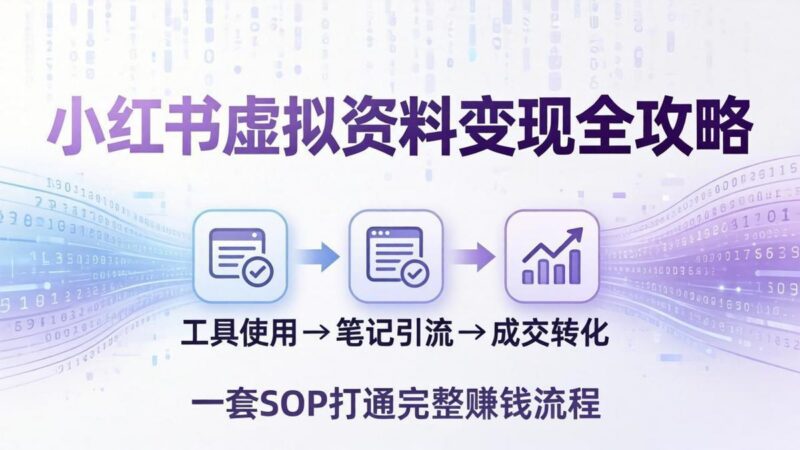 小红书虚拟资料变现全攻略:从工具使用到笔记引流成交,一套 SOP 打通完整赚钱流程-三零资源
