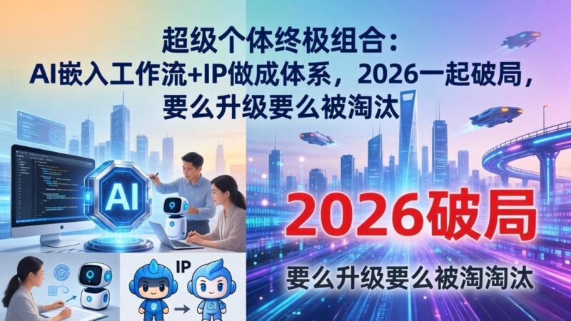 超级个体终极组合：AI嵌入工作流+IP做成体系，2026一起破局，要么升级要么被淘汰-三零资源