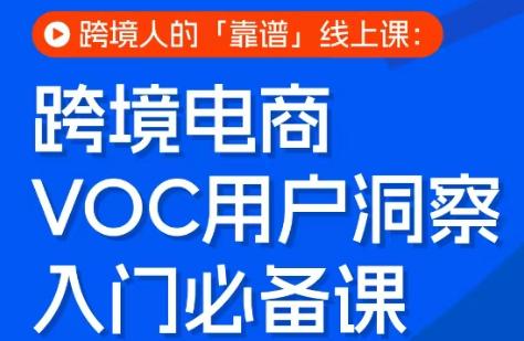 跨境电商VOC用户洞察入门必备课-三零资源
