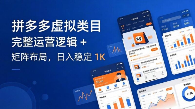 拼多多虚拟类目干货:完整运营逻辑 + 矩阵布局,日入稳定 1K-三零资源