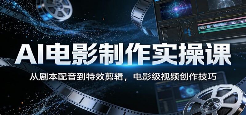 AI电影制作实操课:从剧本配音到特效剪辑,电影级视频创作技巧-三零资源