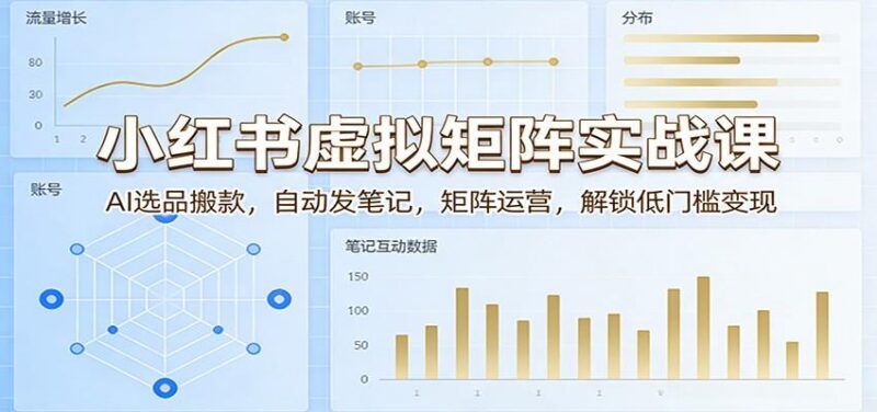 小红书虚拟矩阵实战课：AI选品搬款，自动发笔记，矩阵运营，解锁低门槛变现-三零资源