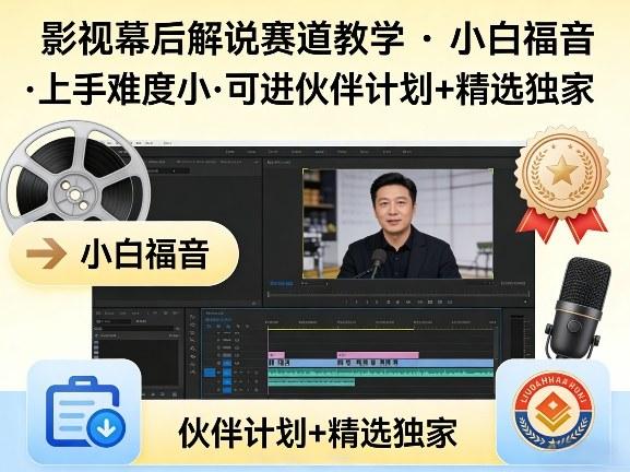 某大佬的影视幕后解说赛道教学，小白福音，上手难度小，可进伙伴计划+精选独家-三零资源