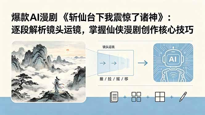 爆款AI漫剧《斩仙台下我震惊了诸神》:逐段解析镜头运镜,掌握仙侠漫剧创作核心技巧-三零资源