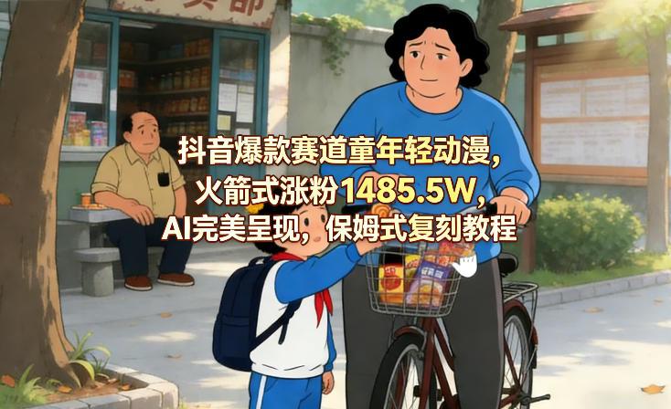抖音爆款赛道童年轻动漫,火箭式涨粉1485.5W,AI完美呈现,保姆式复刻教程-三零资源