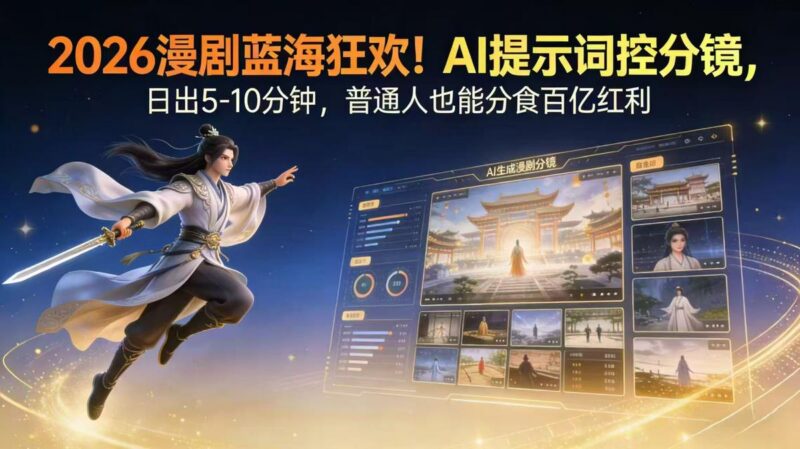 2026漫剧红利实锤! AI 提示词控分镜, 普通人也能轻松月入过万-三零资源