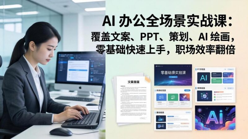 AI 办公全场景实战课:覆盖文案、PPT、策划、AI 绘画,零基础快速上手,职场效率翻倍-三零资源