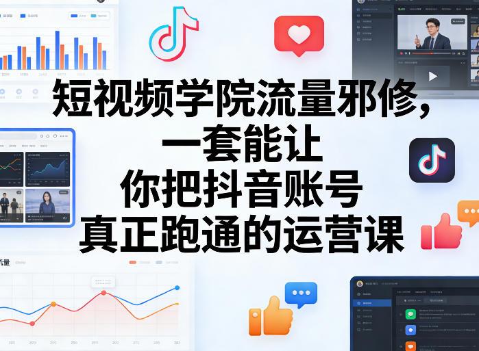 短视频学院流量邪修,一套能让你把抖音账号真正跑通的运营课-三零资源