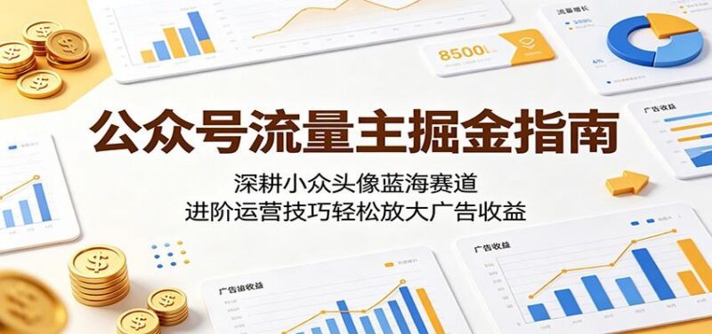 公众号流量主掘金指南：深耕小众头像蓝海赛道，进阶运营技巧轻松放大广告收益-三零资源