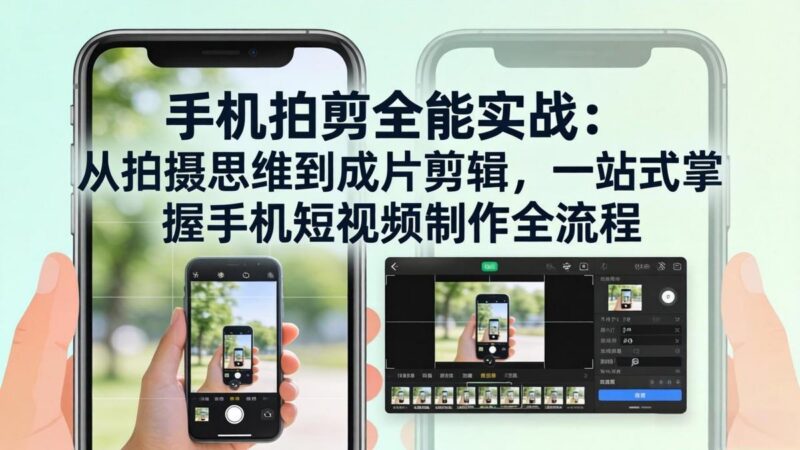 手机拍剪全能实战:从拍摄思维到成片剪辑,一站式掌握手机短视频制作全流程-三零资源