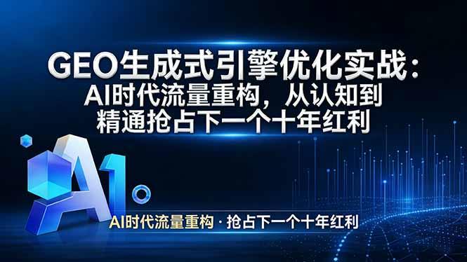 GEO 生成式引擎优化实战:AI时代流量重构,从认知到精通抢占下一个十年红利-三零资源