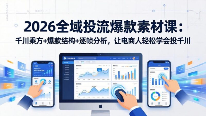 2026全域投流爆款素材课:千川乘方+爆款结构+逐帧分析,让电商人轻松学会投千川-三零资源