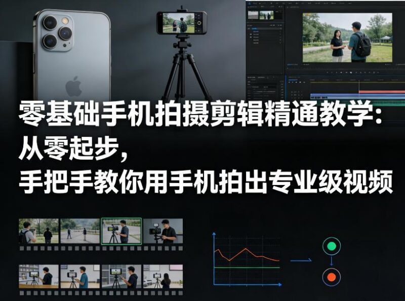 零基础手机拍摄剪辑精通教学：从零起步，手把手教你用手机拍出专业级视频-三零资源