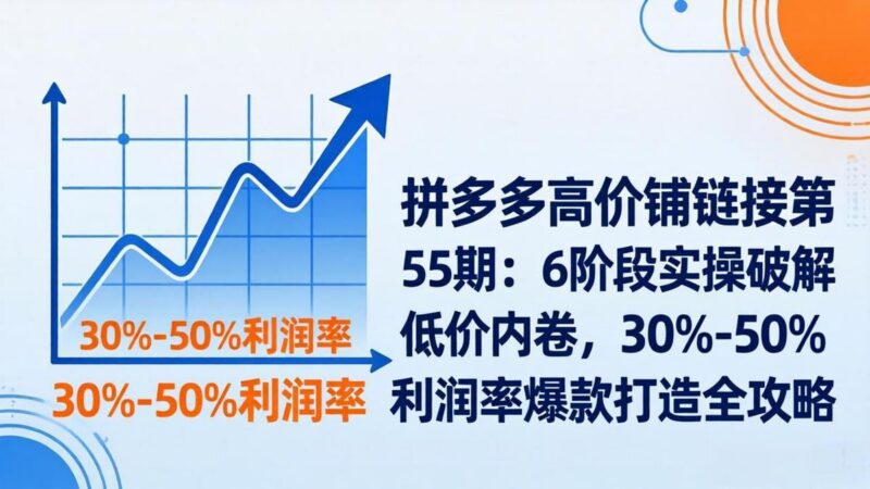 拼多多高价铺链接第55期:6阶段实操破解低价内卷,30%-50%利润率爆款打造全攻略-三零资源