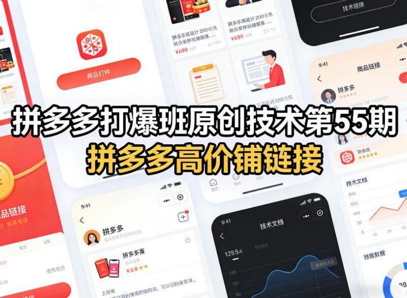 拼多多打爆班原创技术第55期，拼多多高价铺链接-三零资源