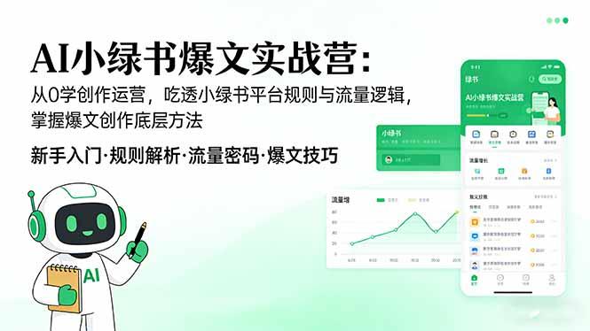 AI 小绿书爆文实战营：从0学创作运营，吃透小绿书平台规则与流量逻辑，掌握爆文创作底层方法-三零资源