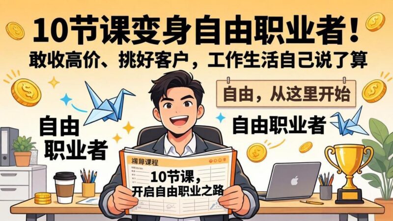 10 节课变身自由职业者！敢收高价、挑好客户，工作生活自己说了算-三零资源
