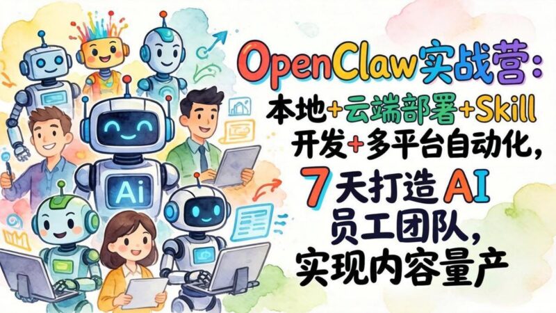 OpenClaw实战营:本地+云端部署+Skill开发+多平台自动化,7 天打造 AI 员工团队,实现内容量产-三零资源