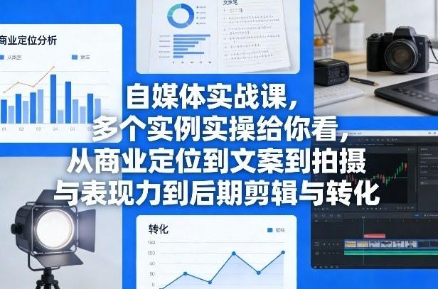 自媒体实战课,多个实例实操给你看,从商业定位到文案到拍摄与表现力到后期剪辑与转化-三零资源