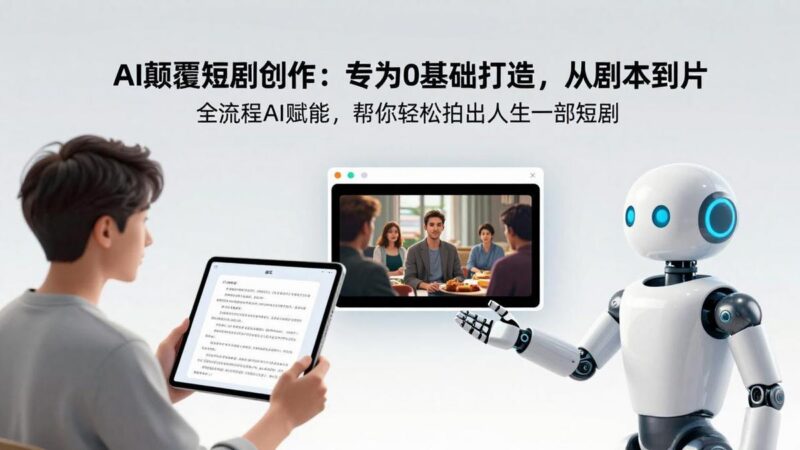 AI颠覆短剧创作:专为0基础打造,从剧本到成片全流程AI赋能,帮你轻松拍出人生第一部短剧-三零资源