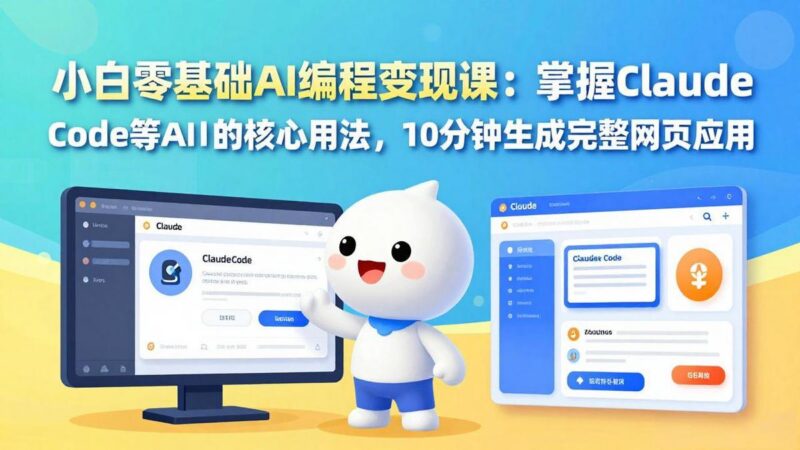 小白零基础AI编程变现课:掌握Claude Code等AI工具的核心用法,10分钟生成完整网页应用-三零资源
