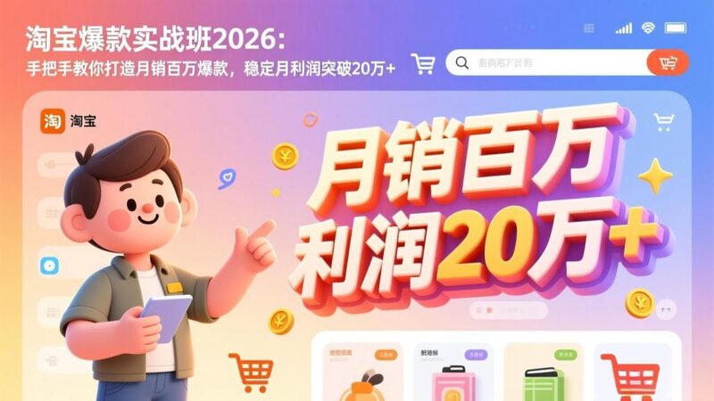 淘宝爆款实战班-2026年3月更新:手把手教你打造月销百万爆款,稳定月利润突破20万+-三零资源